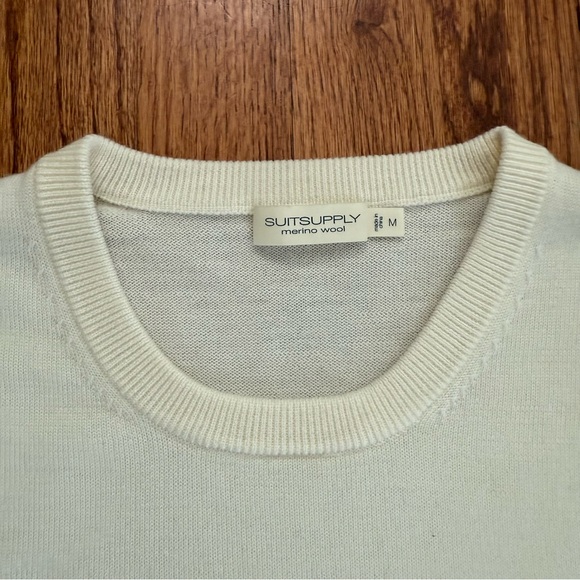 SuitSupply Off White Merino Crewneck Sweater size M - Picture 6 of 16